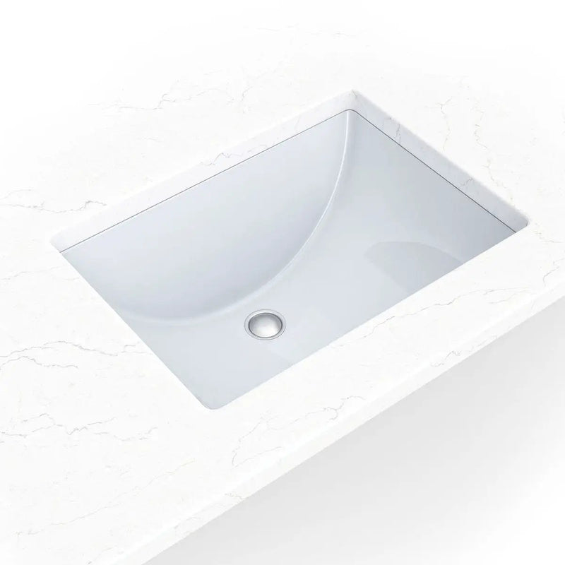Vanity White Rectangle Porcelain Kitchen Sink in a finished room