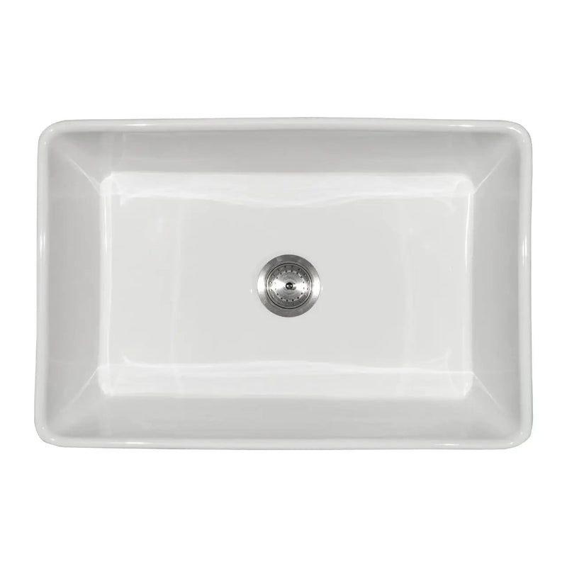 Fireclay Farmhouse White Single Bowl Kitchen Sink close up