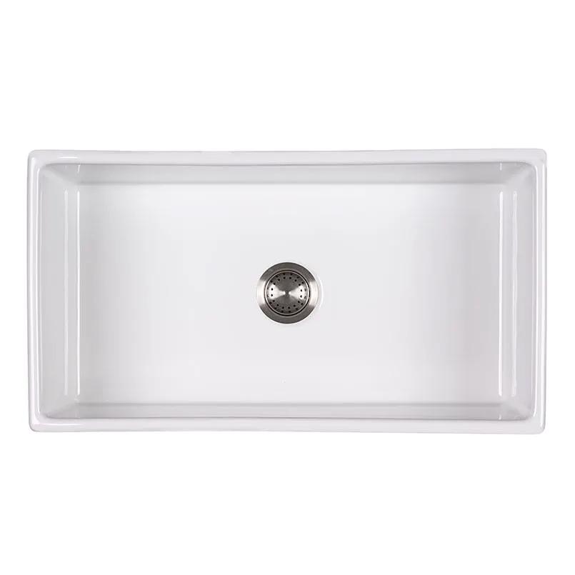 Fireclay Farmhouse White Single Bowl 3318 Kitchen Sink close up