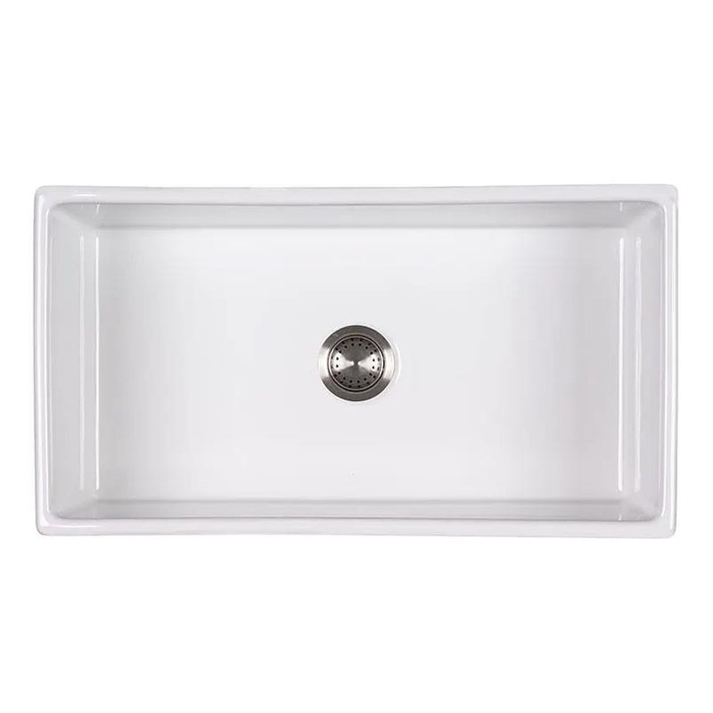 Fireclay Farmhouse White Single Bowl 3318 Kitchen Sink close up