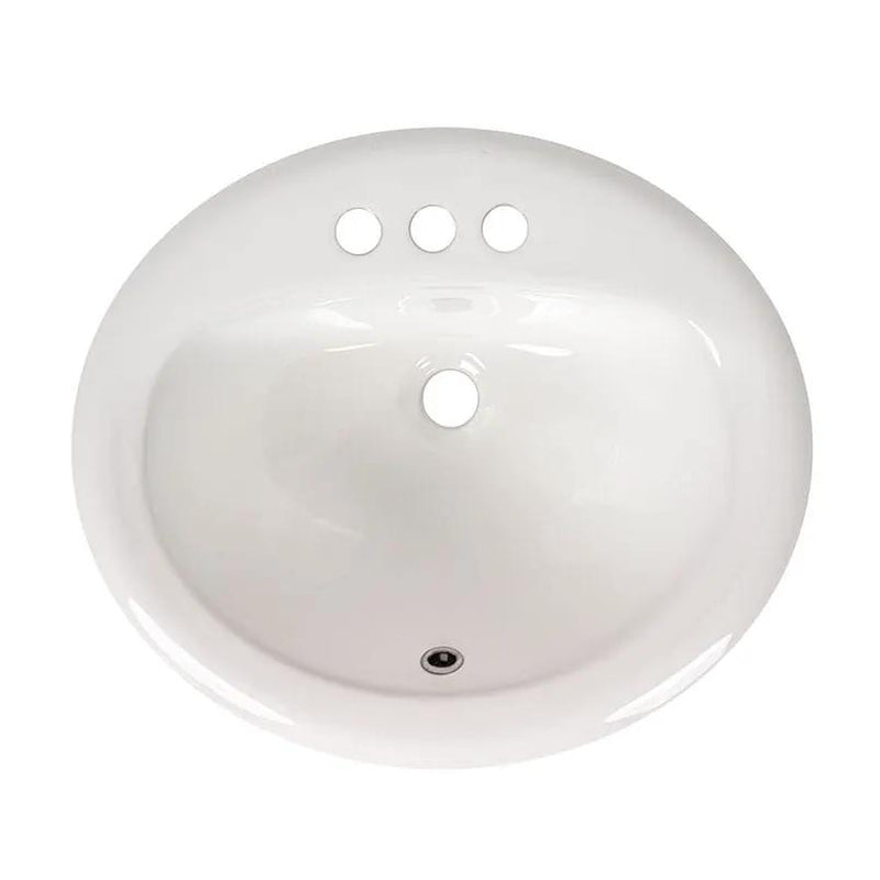 Overmount White Oval 2118 Sink Porcelain close up