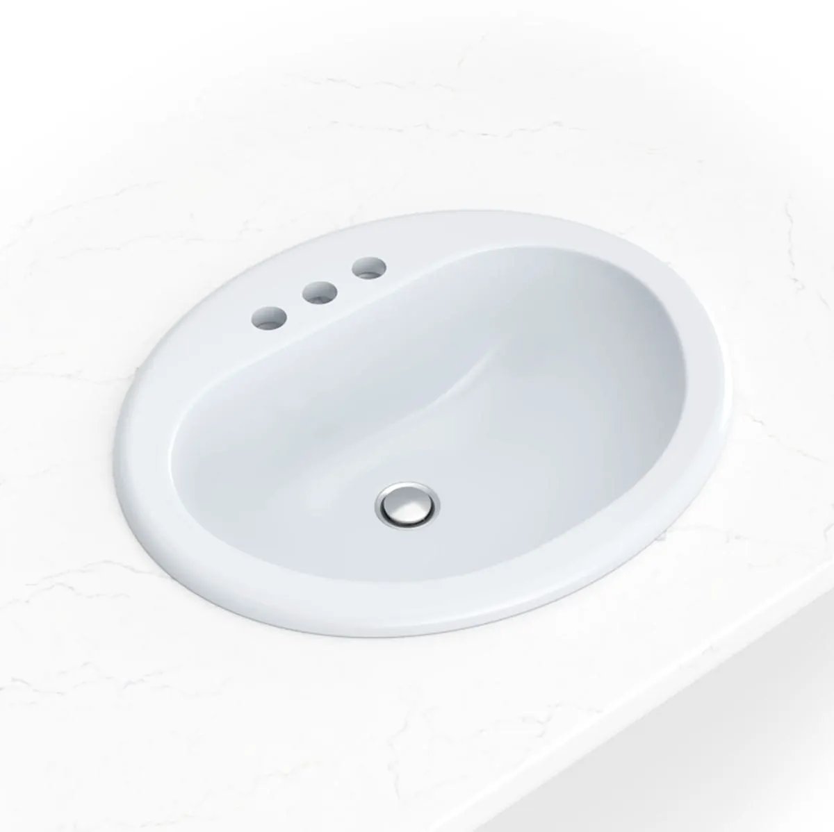 Overmount White Oval 2118 Sink Porcelain in a finished room