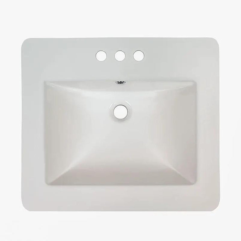 Overmount White Rectangle 2118 Sink Porcelain close up
