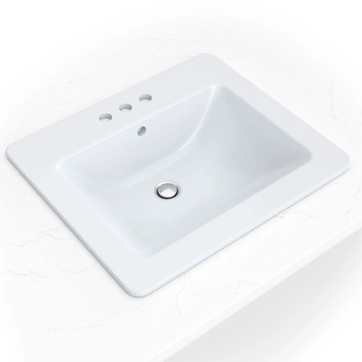 Overmount White Rectangle 2118 Sink Porcelain in a finished room
