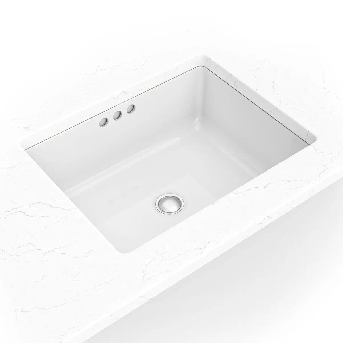 Vanity White Rect Porcelain 2015 Flat Sinks in a finished room