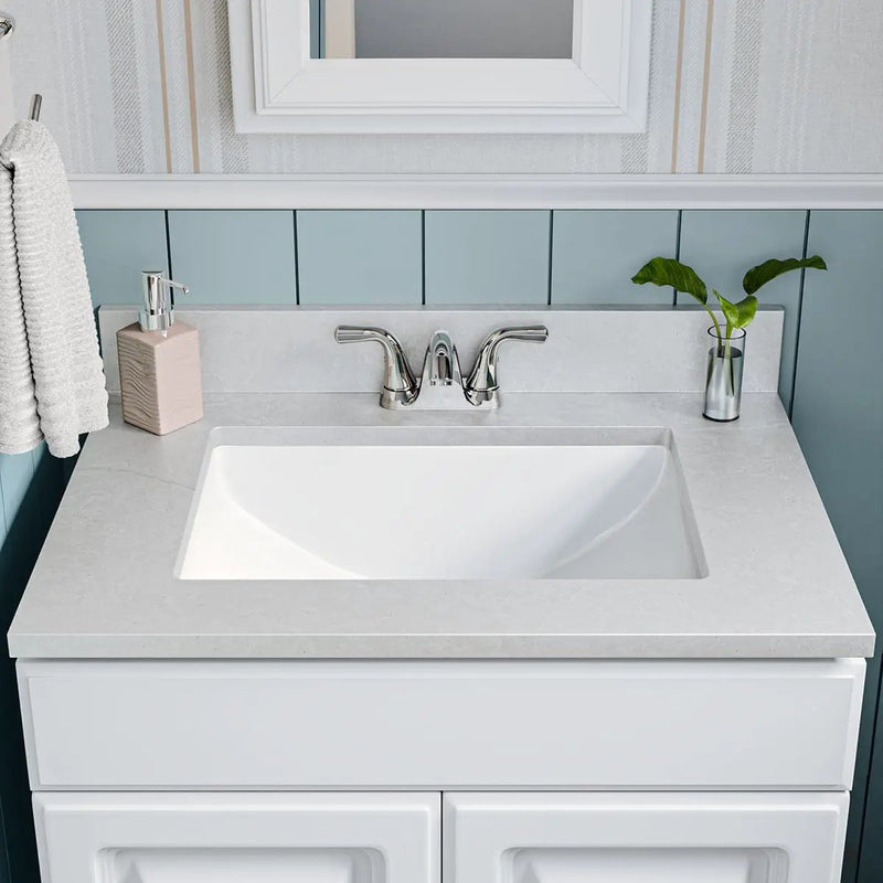 Vanity White Rect Porcelain 2015 Straight Kitchen Sink in a finished room