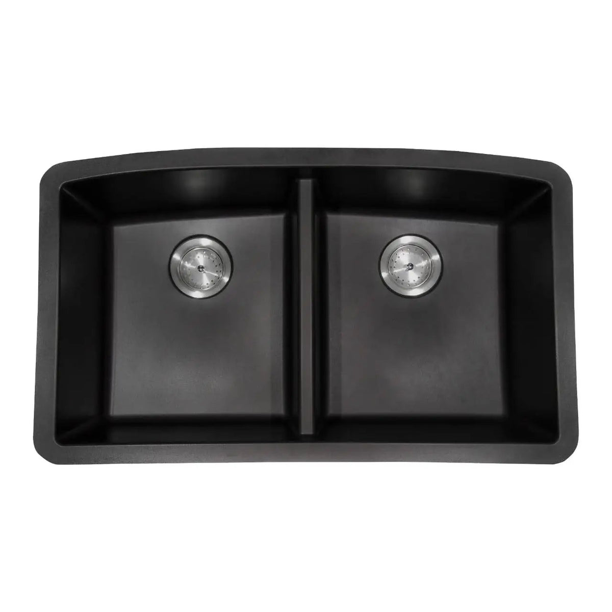 Black Quartz Double Bowl 50/50 Kitchen Sink Composite by MSI Surfaces