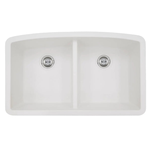 White Quartz Double Bowl Kitchen Sink Composite
