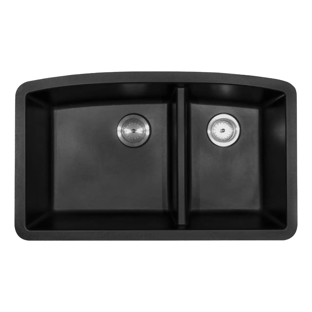 Black Quartz Double Bowl 60/40 Kitchen Sink Composite by MSI Surfaces
