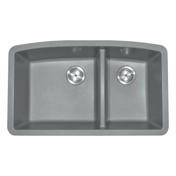 Grey Quartz Double Bowl 60/40 Kitchen Sink Composite