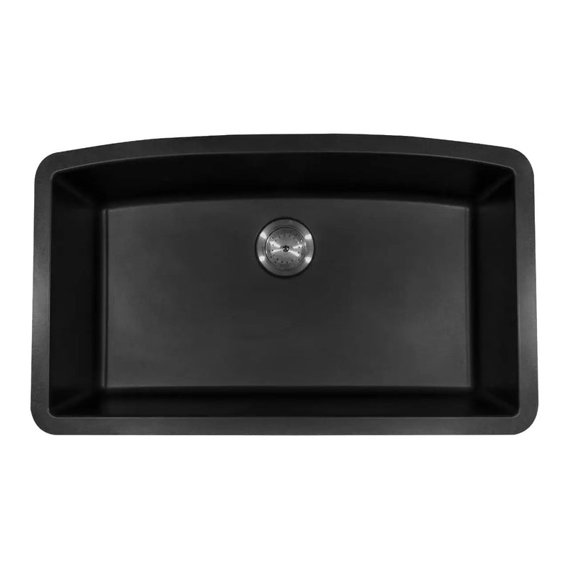 Black Quartz Single Bowl Kitchen Sink Composite close up
