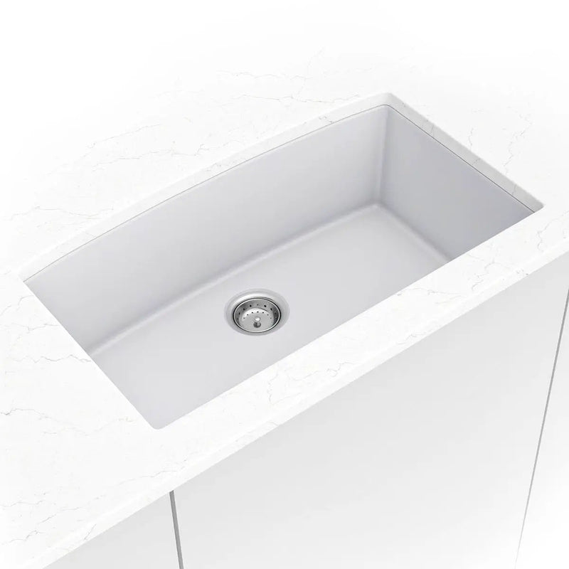 White Quartz Single Bowl Sink 3219 Composite by MSI Surfaces
