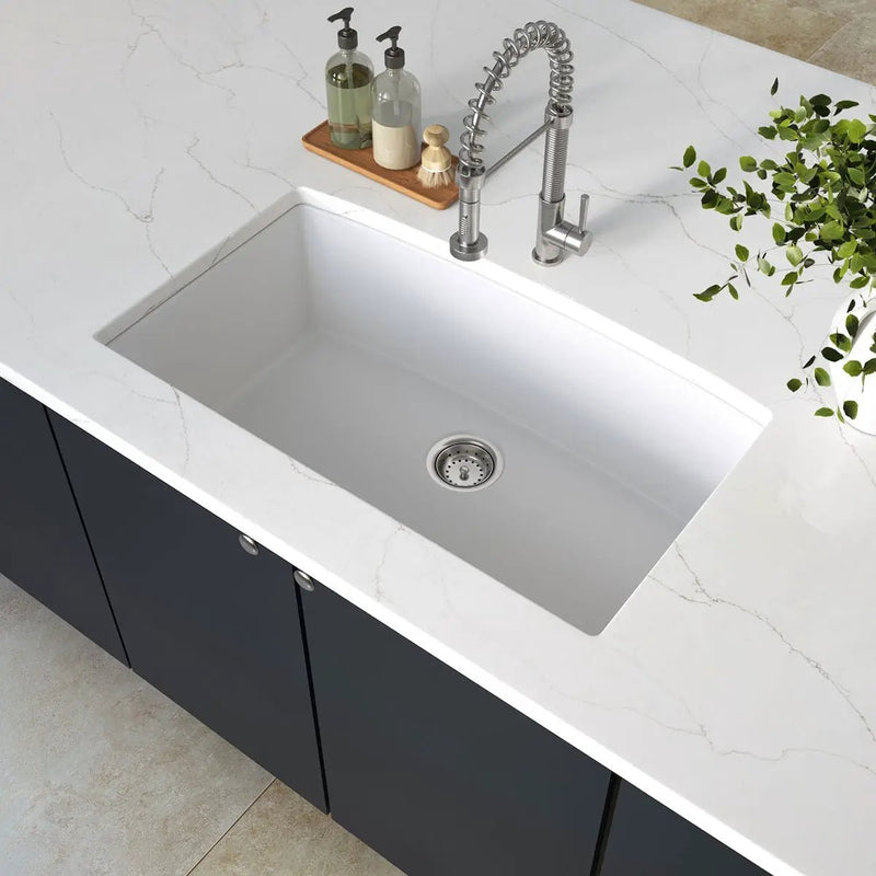 White Quartz Single Bowl Sink 3219 Composite by MSI Surfaces