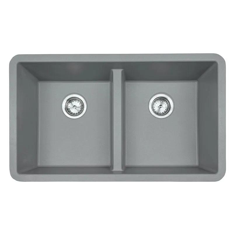 Gray Quartz Double Bowl 50/50-3319 Sink Composite close up