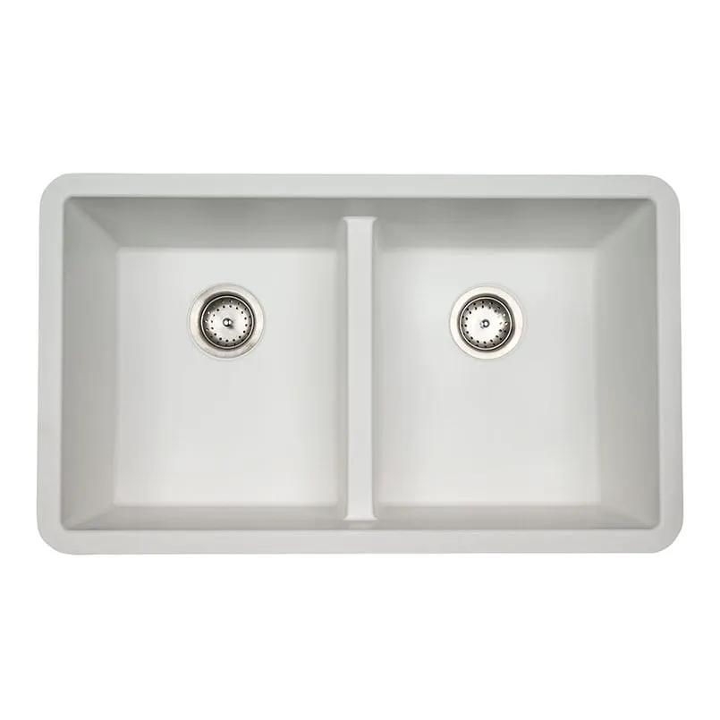White Quartz Double Bowl 50/50-3319 Sink Composite by MSI Surfaces