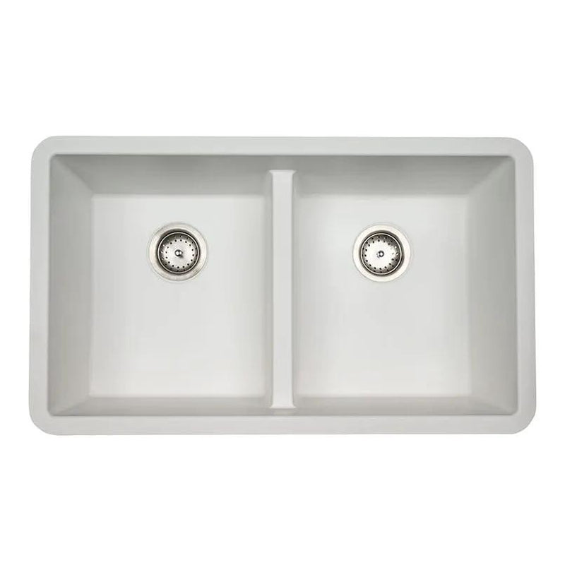 White Quartz Double Bowl 50/50-3319 Sink Composite by MSI Surfaces