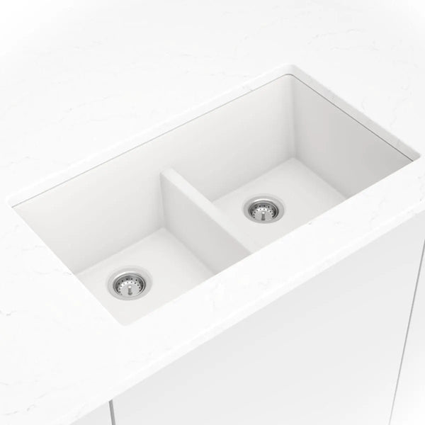 White Quartz Double Bowl 50/50-3319 Sink Composite, photo 2 of 3