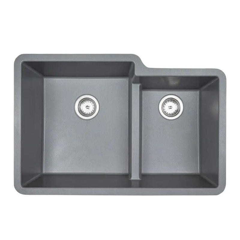 Gray Quartz Double Bowl 60/40-3221 Sink Composite close up