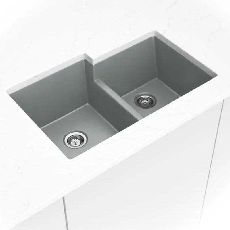 Gray Quartz Double Bowl 60/40-3221 Sink Composite in a finished room