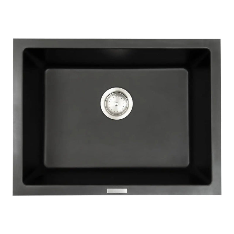 Black Quartz Single Bowl 2418 Sink Composite close up