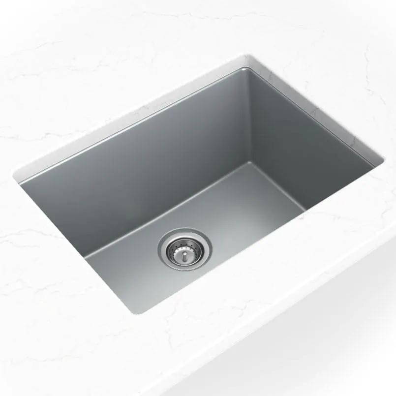 Gray Quartz Single Bowl 2418 Sinks Composite in a finished room