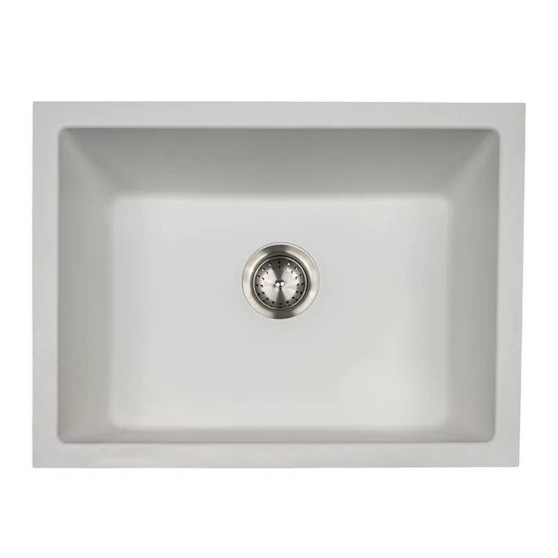 White Quartz Single Bowl 2418 Sink Composite close up
