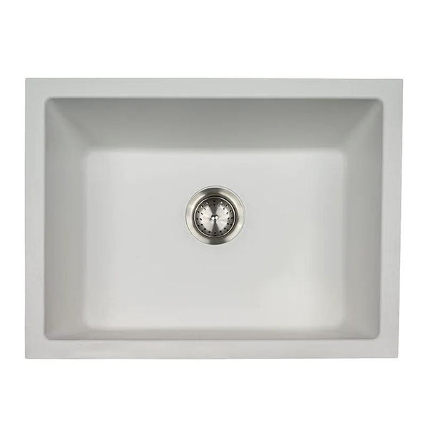 White Quartz Single Bowl 2418 Sink Composite