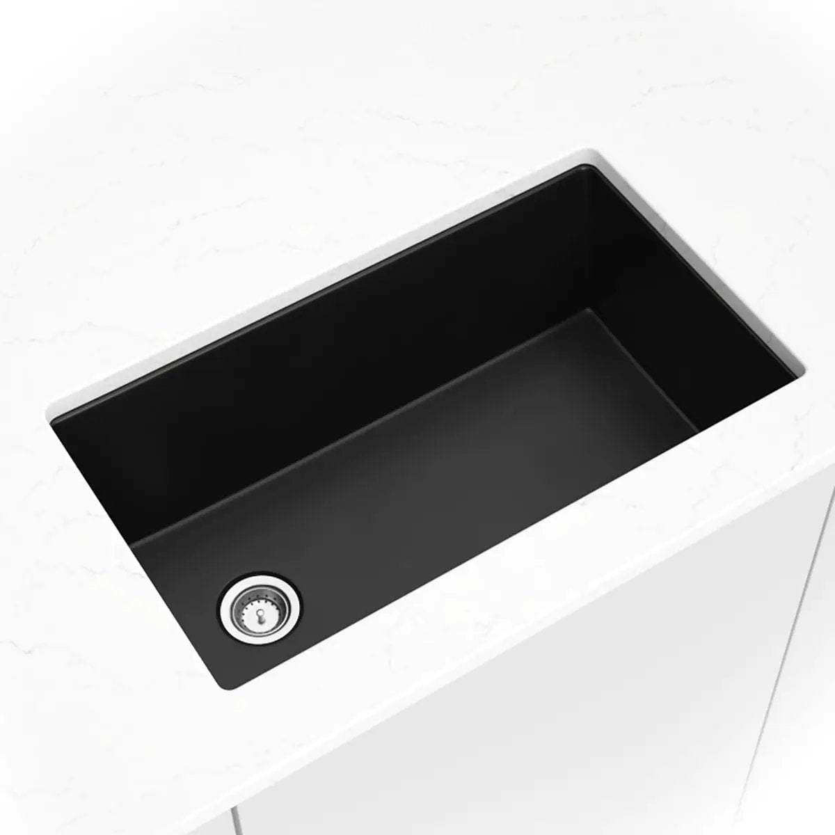 Black Quartz Single Bowl 3119 Sink Composite in a finished room