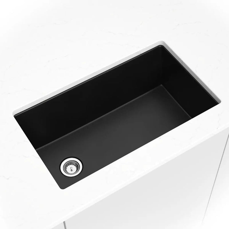 Black Quartz Single Bowl 3119 Sink Composite in a finished room