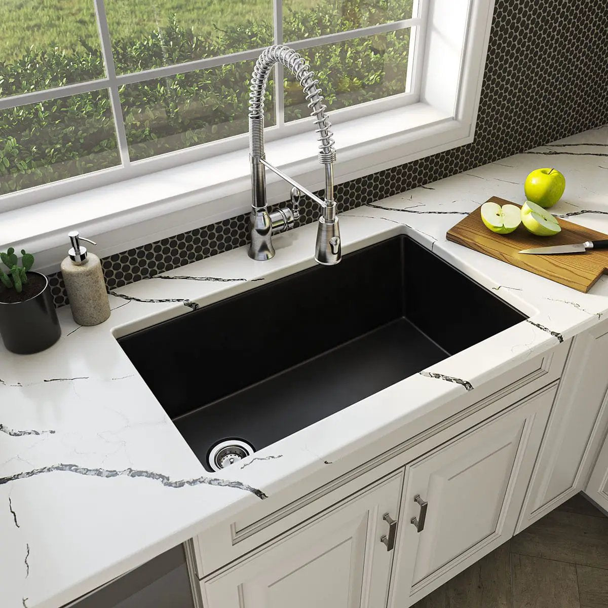 Black Quartz Single Bowl 3119 Sink Composite in a finished room