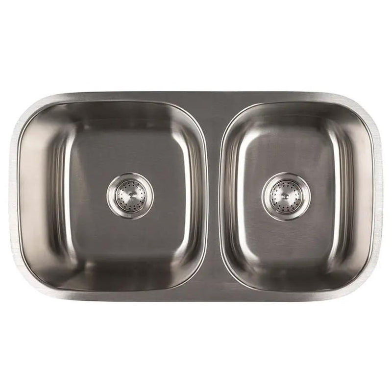 Double Bowl Sink 40/60-3218 Satin Stainless Steel close up