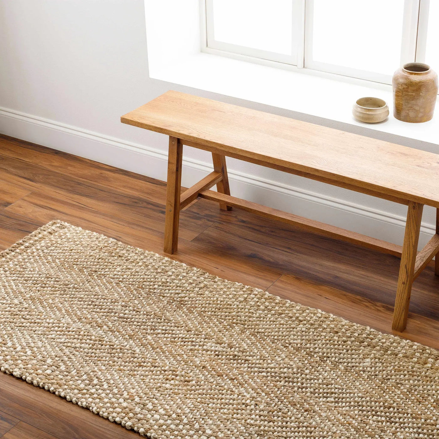 Dinah Natural Textured Jute Rug by Boutique Rugs