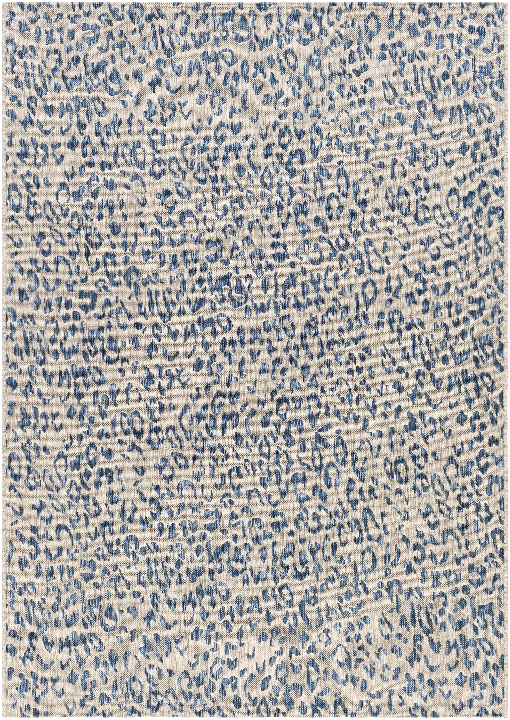 Skipsea Blue Leopard Performance Outdoor Rug by Boutique Rugs