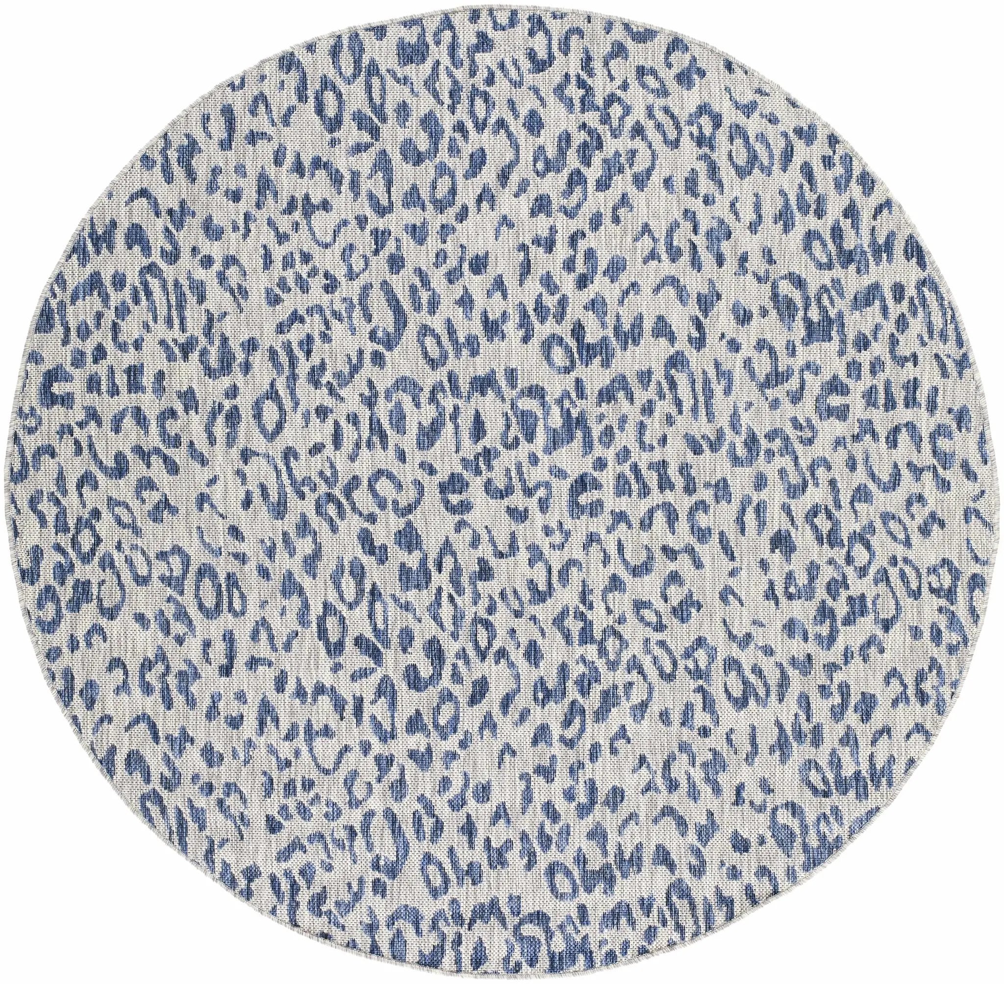 Skipsea Blue Leopard Performance Outdoor Rug by Boutique Rugs