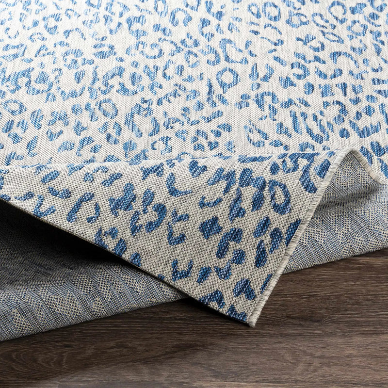 Skipsea Blue Leopard Performance Outdoor Rug by Boutique Rugs