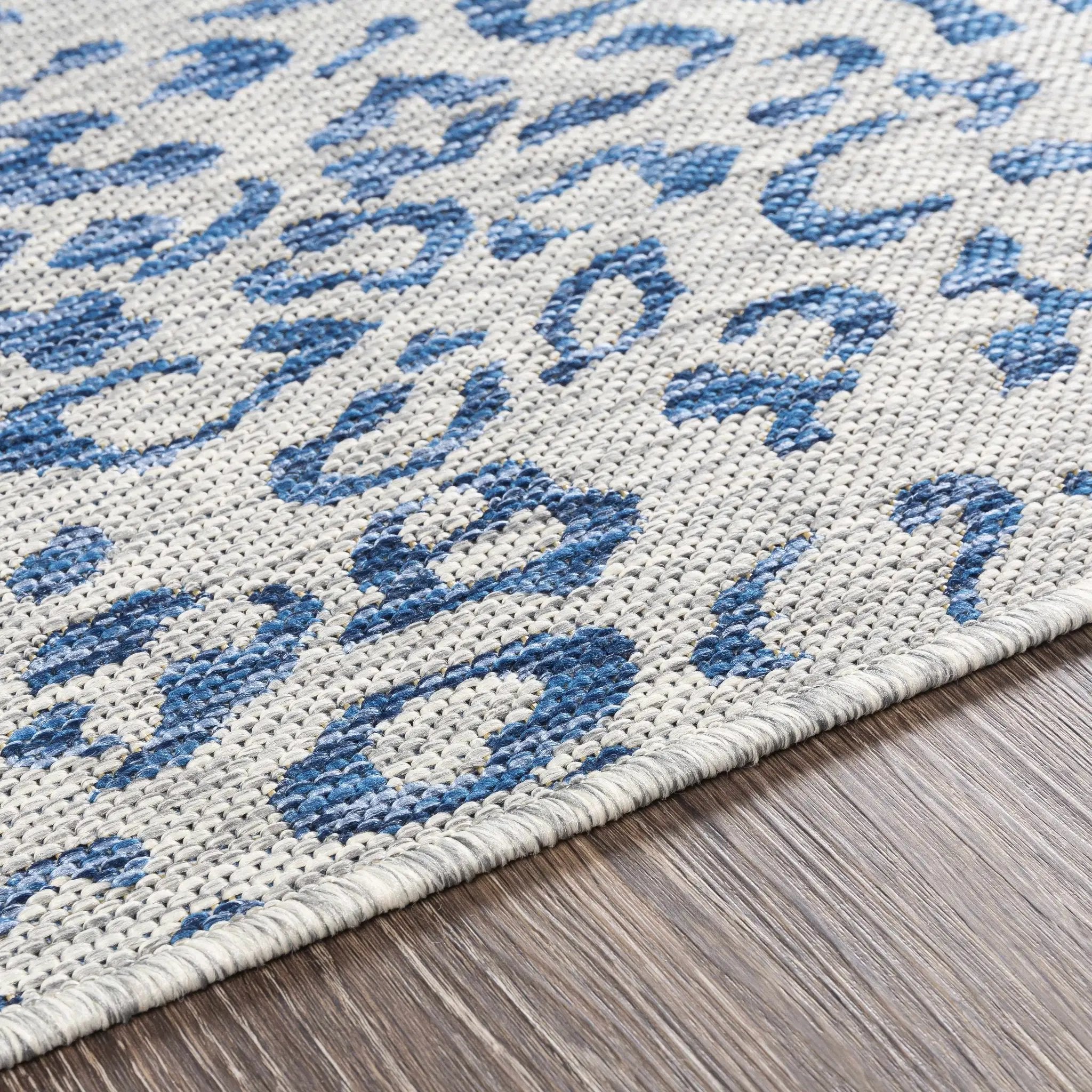 Skipsea Blue Leopard Performance Outdoor Rug by Boutique Rugs
