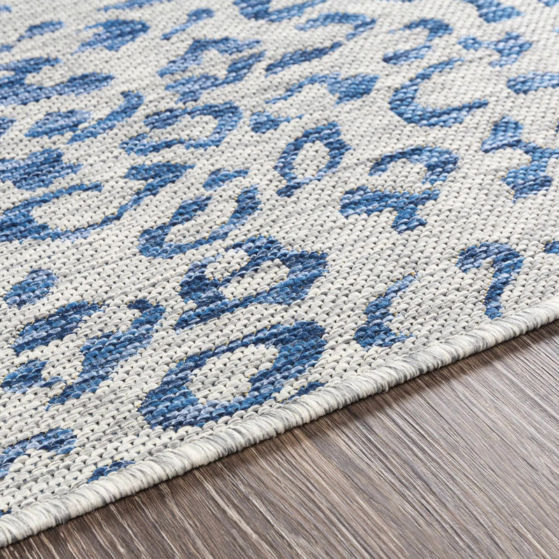 Skipsea Blue Leopard Performance Outdoor Rug by Boutique Rugs