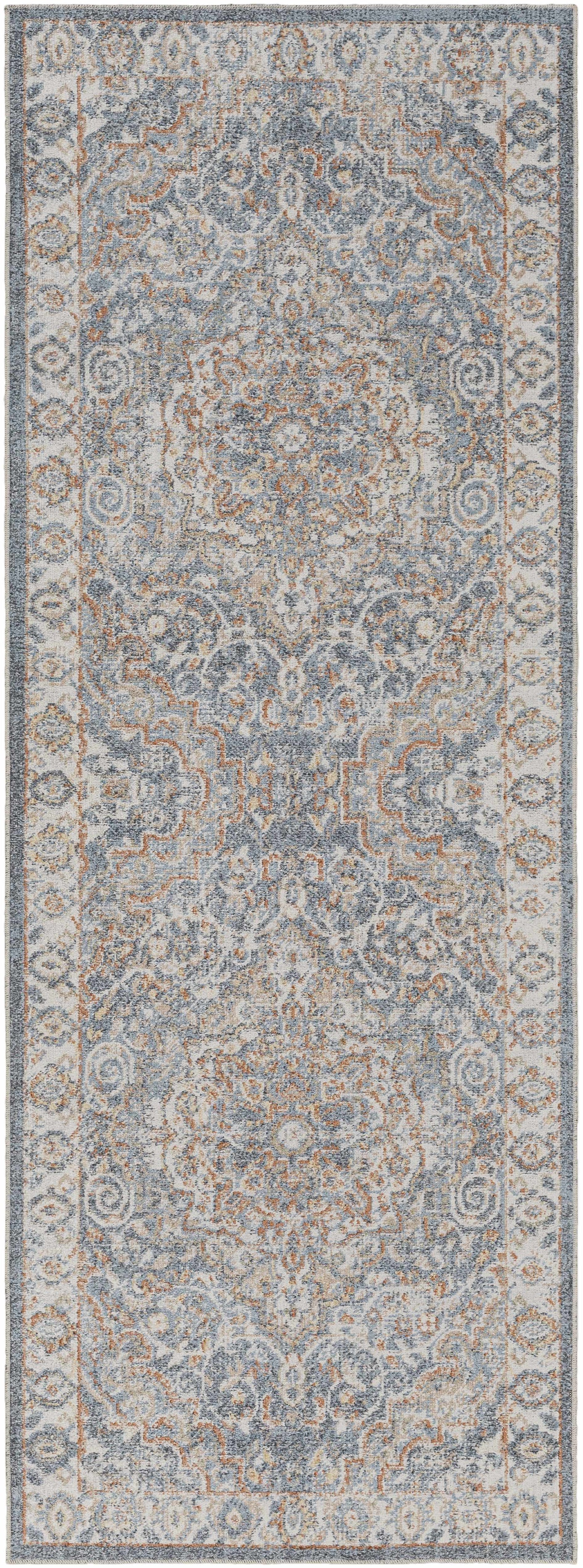 Aurum Blue & Beige Washable Area Rug - Clearance by Boutique Rugs