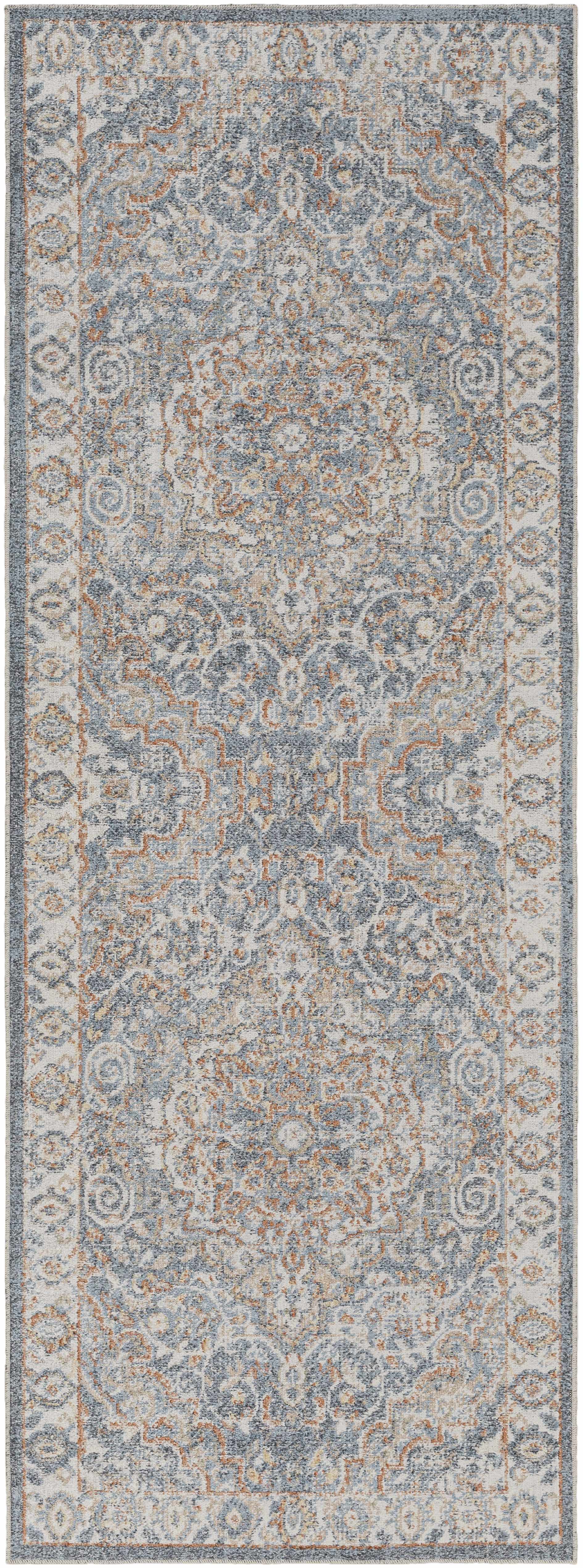 Aurum Blue & Beige Washable Area Rug - Clearance by Boutique Rugs
