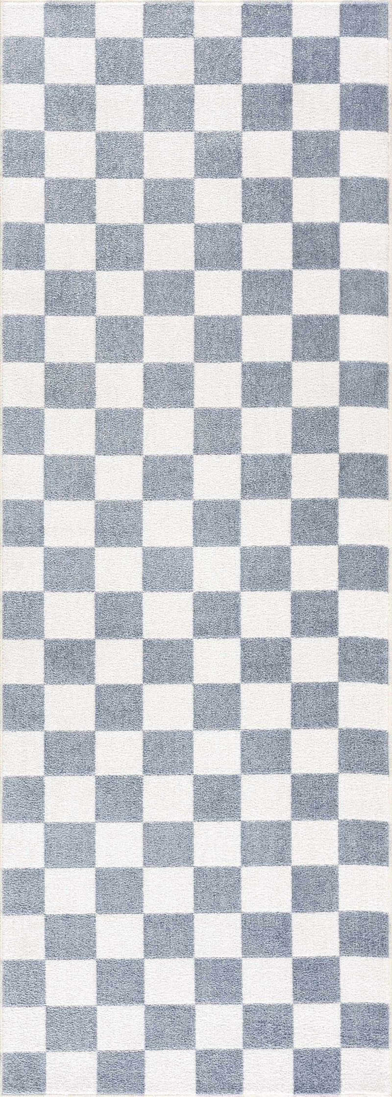 Brone Blue Checkered Washable Rug by Boutique Rugs