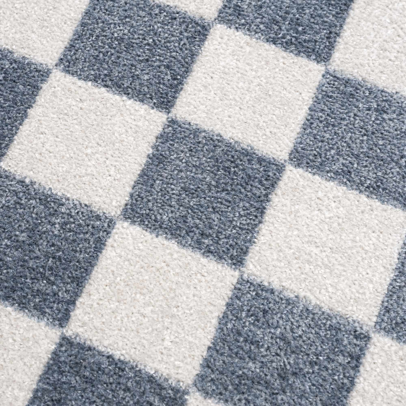 Brone Blue Checkered Washable Rug by Boutique Rugs