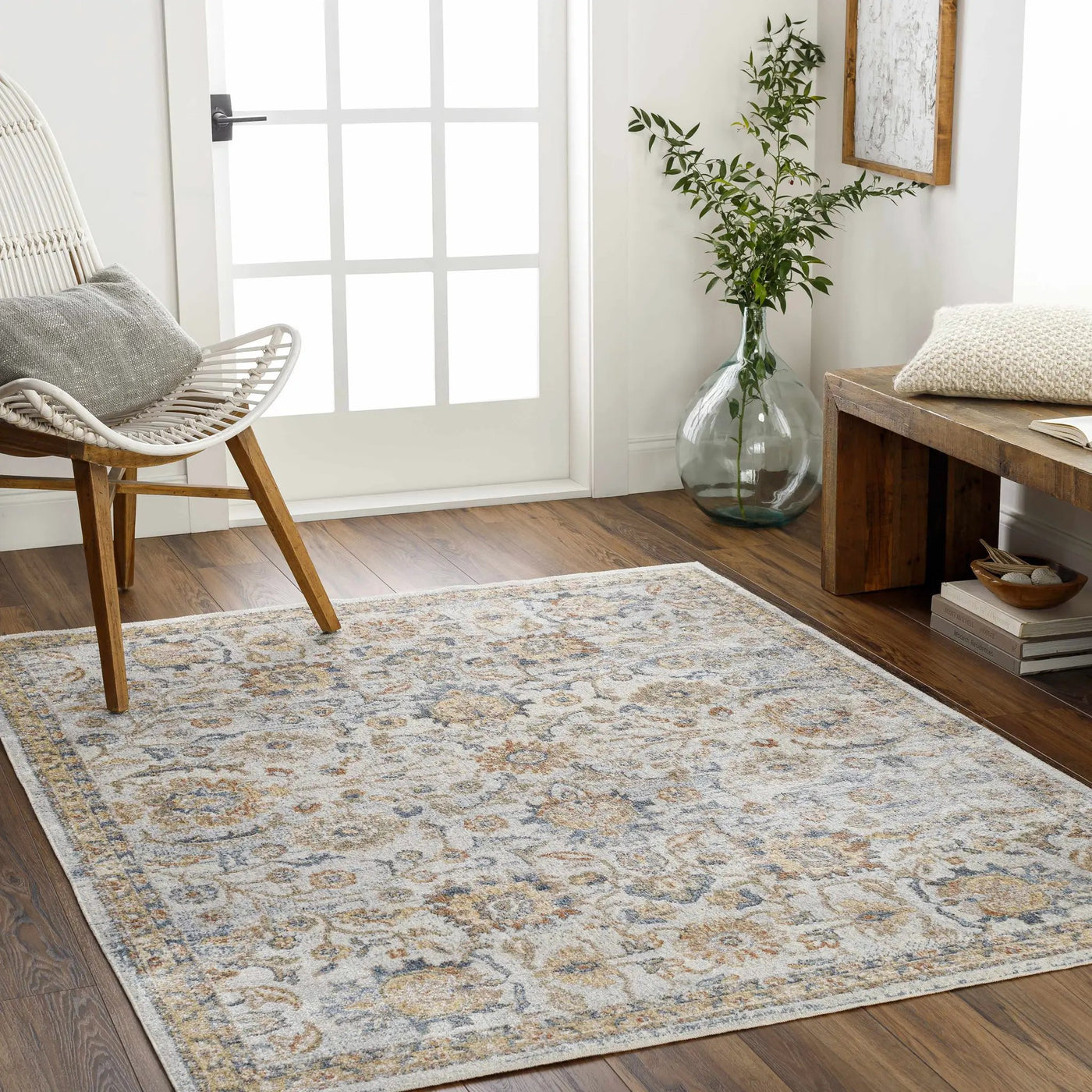 Dion Washable Floral Rug - Clearance by Boutique Rugs