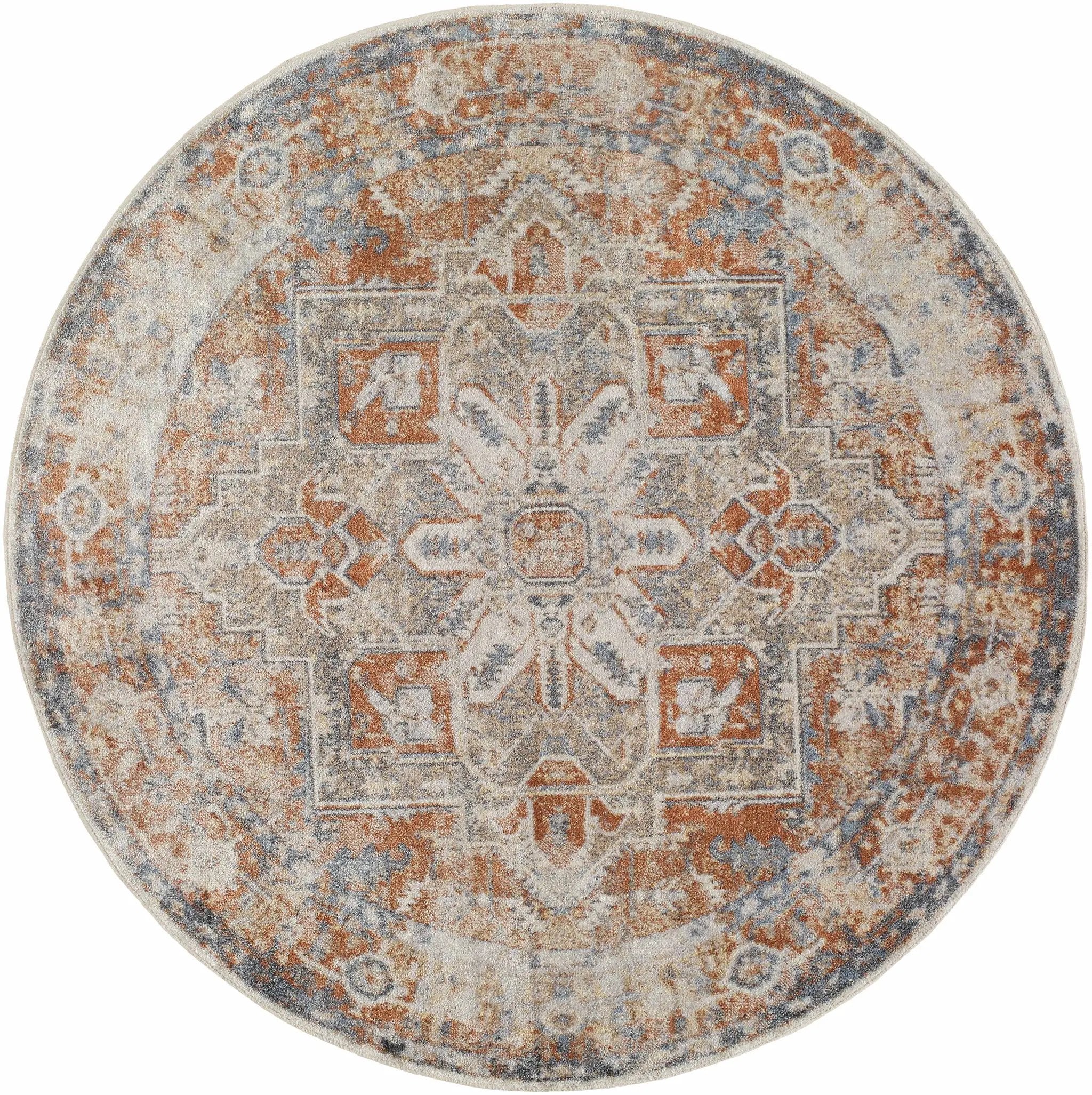 Rust Hera Washable Area Rug - Clearance by Boutique Rugs