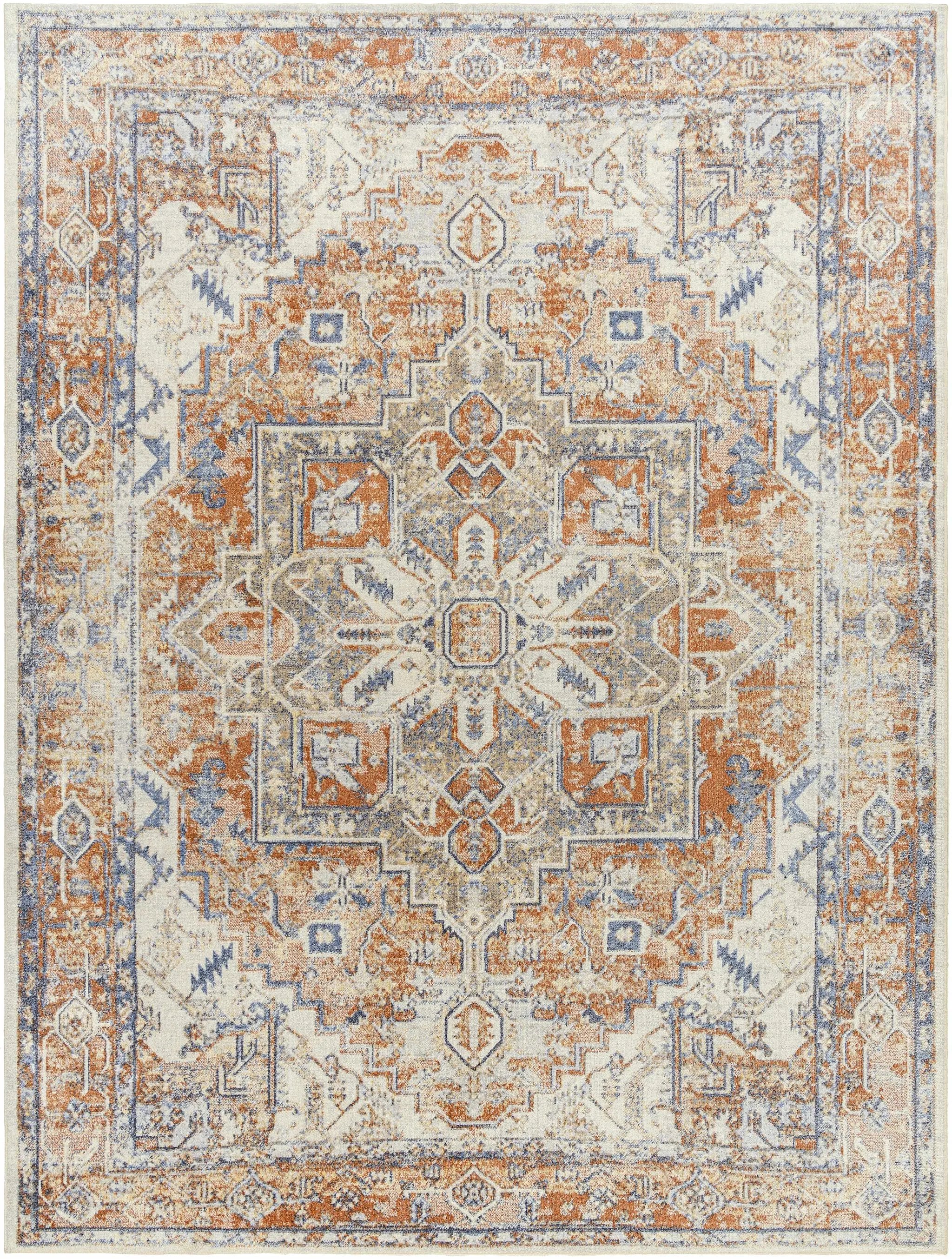Rust Hera Washable Area Rug - Clearance by Boutique Rugs