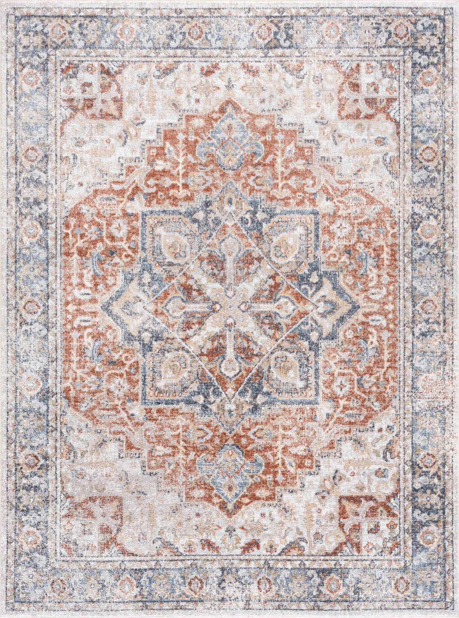 Neta Red & Blue Flat Pile Washable Rug - Clearance by Boutique Rugs