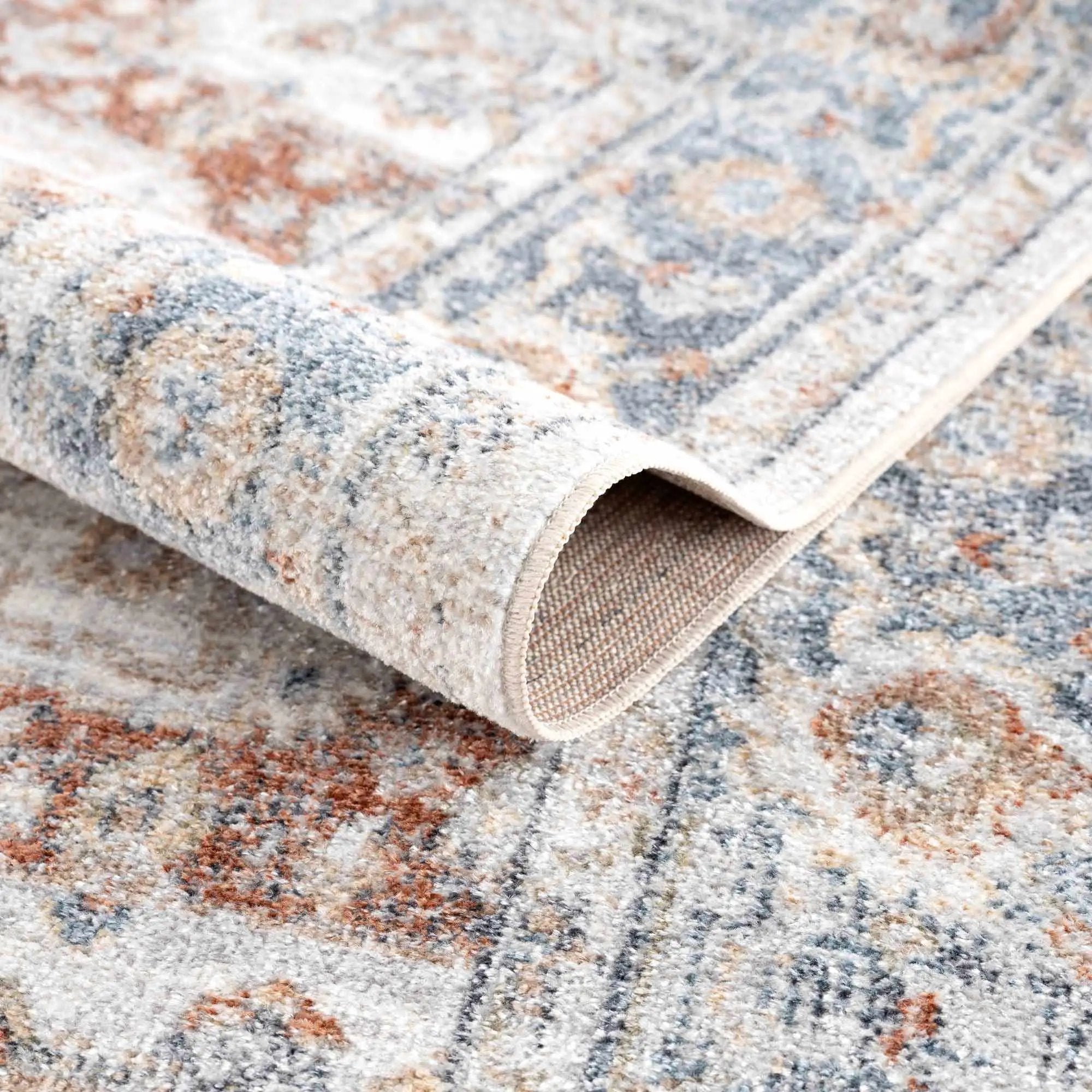 Neta Red & Blue Flat Pile Washable Rug - Clearance by Boutique Rugs