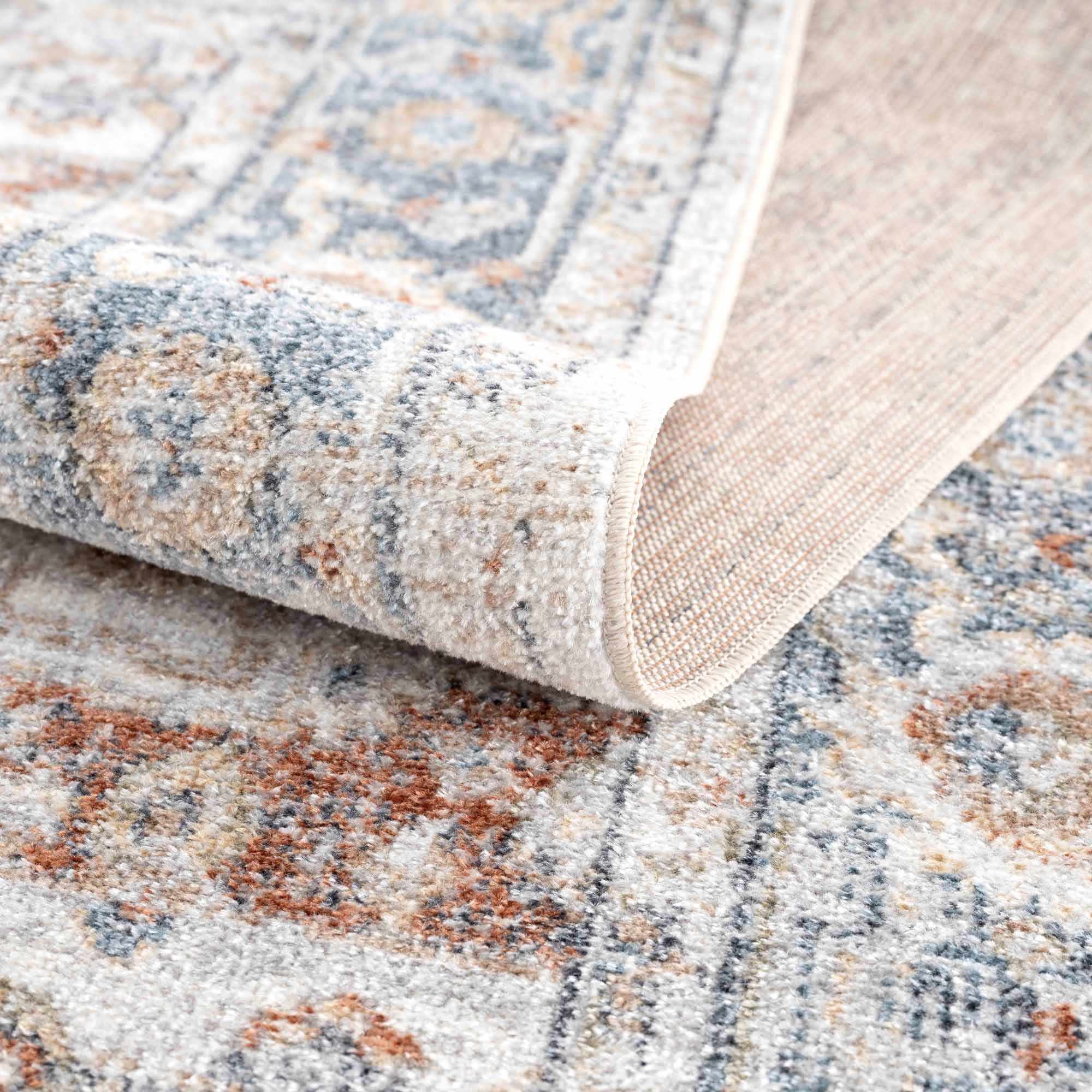 Neta Red & Blue Flat Pile Washable Rug - Clearance by Boutique Rugs