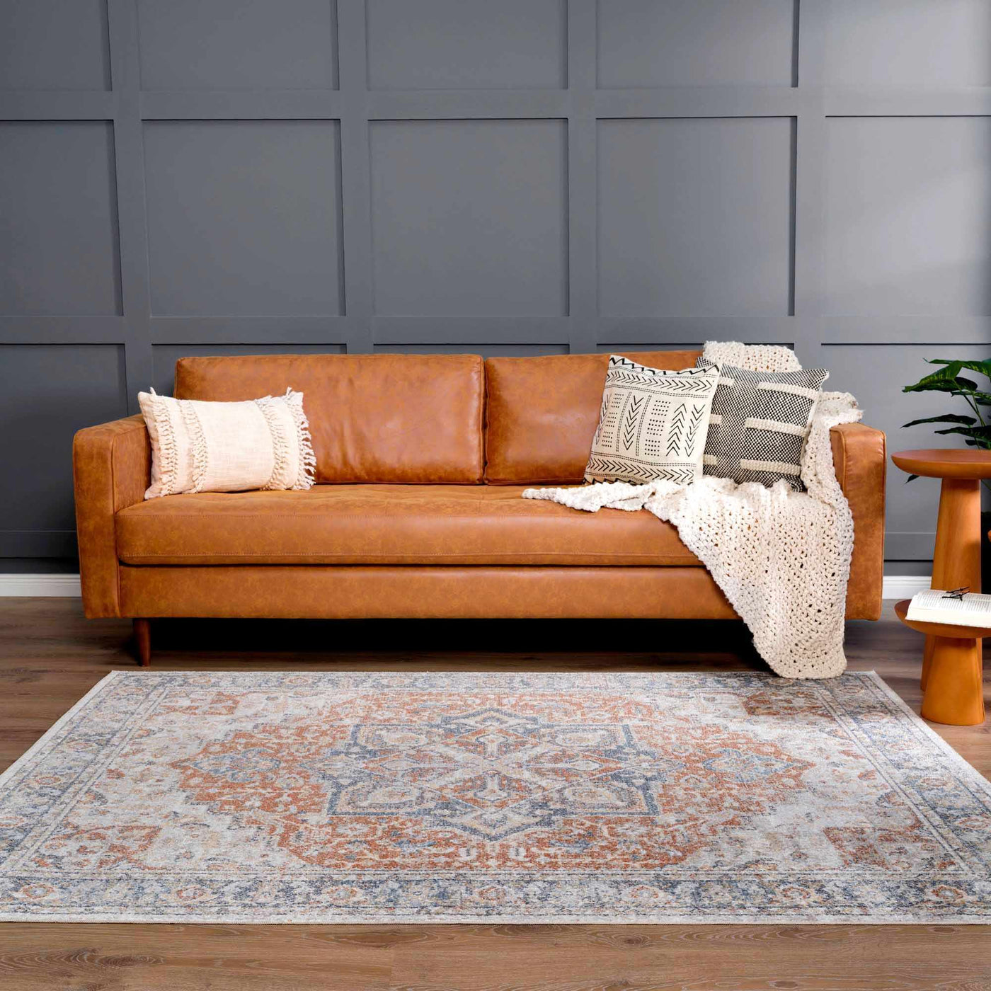 Neta Red & Blue Flat Pile Washable Rug - Clearance by Boutique Rugs