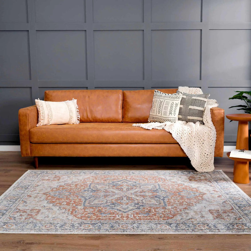 Neta Red & Blue Flat Pile Washable Rug - Clearance by Boutique Rugs