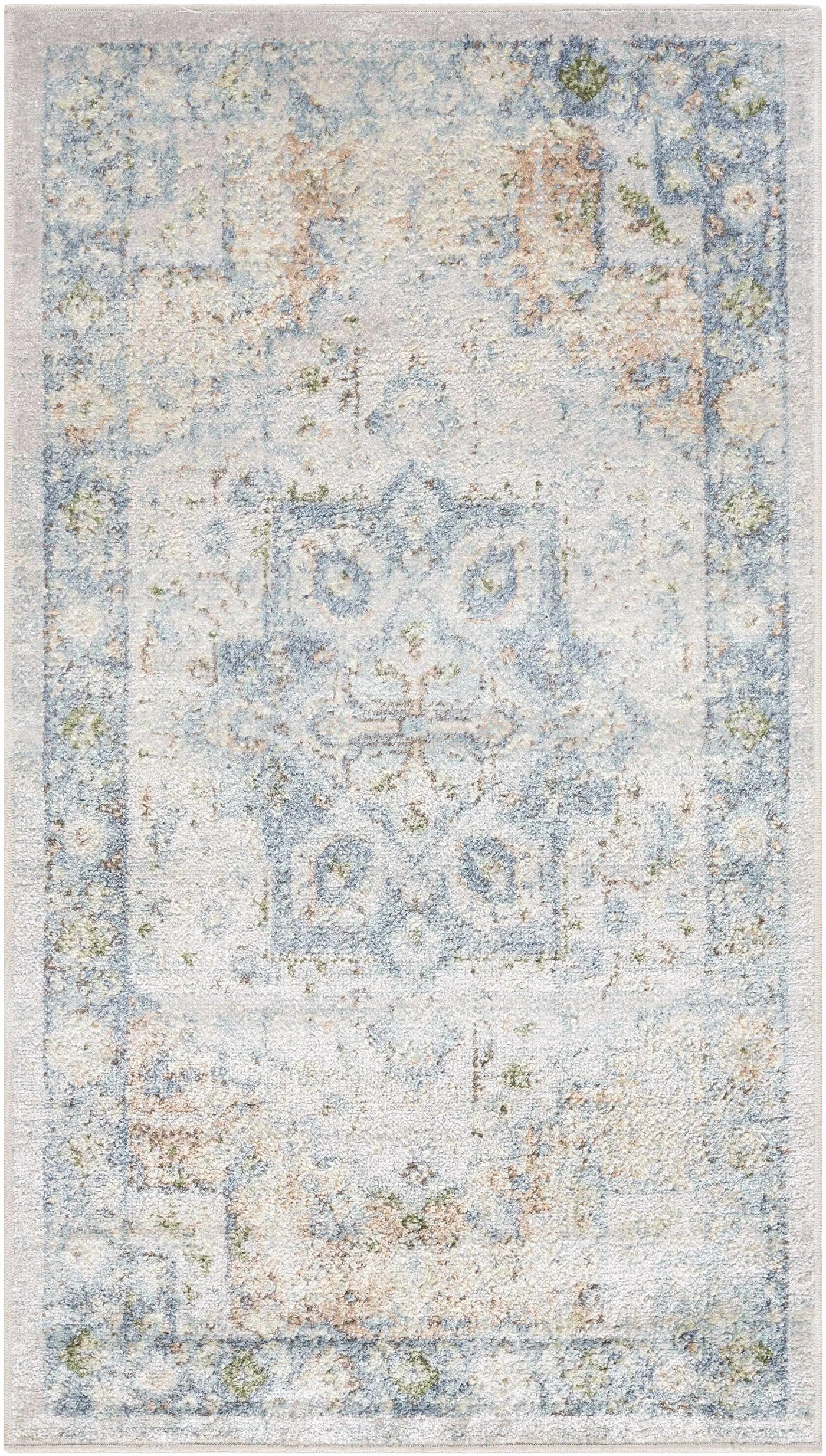 Neta Orange & Light Blue Washable Area Rug - Clearance by Boutique Rugs